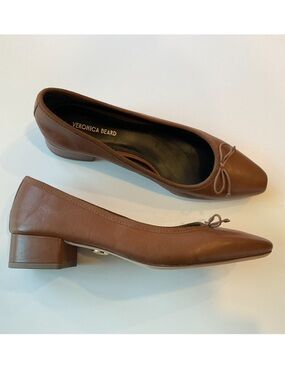 VERONICA BEARD Cecile Leather Ballet Pump Caramel Size 8 NEW